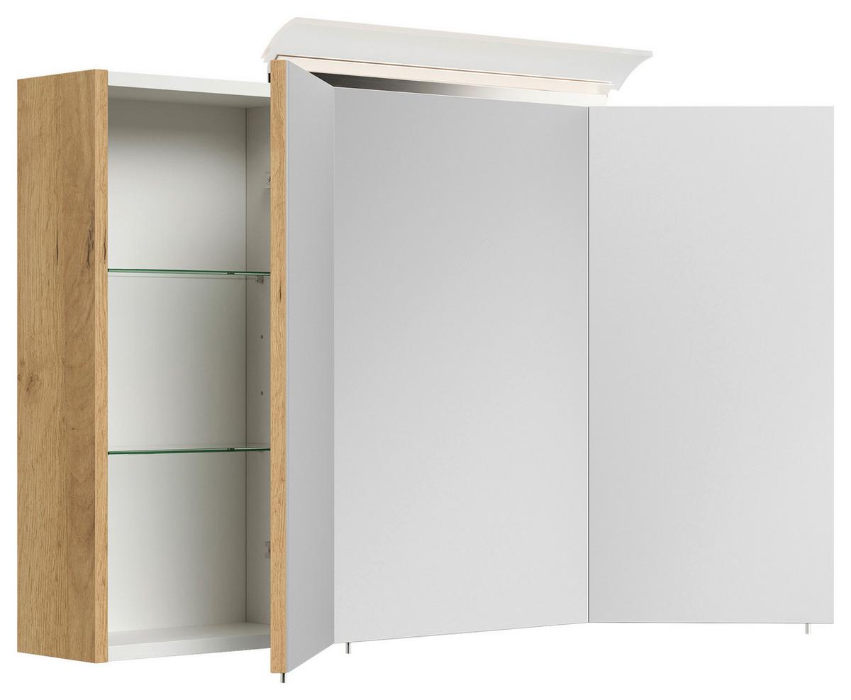 Spiegelschrank Eiche Dekor B: 100 cm - Eichefarben, MODERN, Glas/Holzwerkstoff (100/62/17cm) - MID.YOU