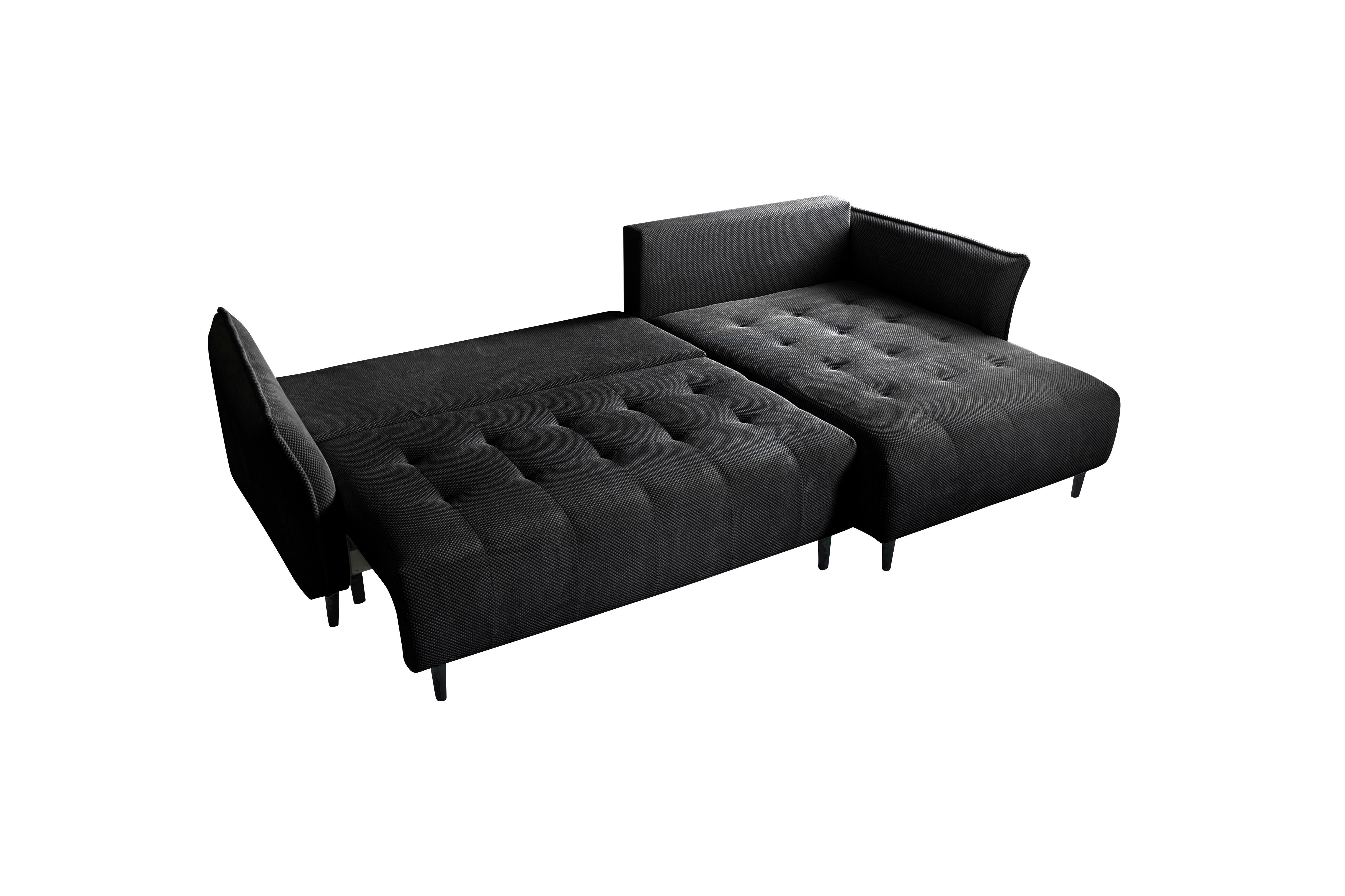 Ecksofa Monte Carlo Schwarz S: 160x290 Cm - Schwarz/Mintgrün, Trend, Holz/Holzwerkstoff (160/290cm)