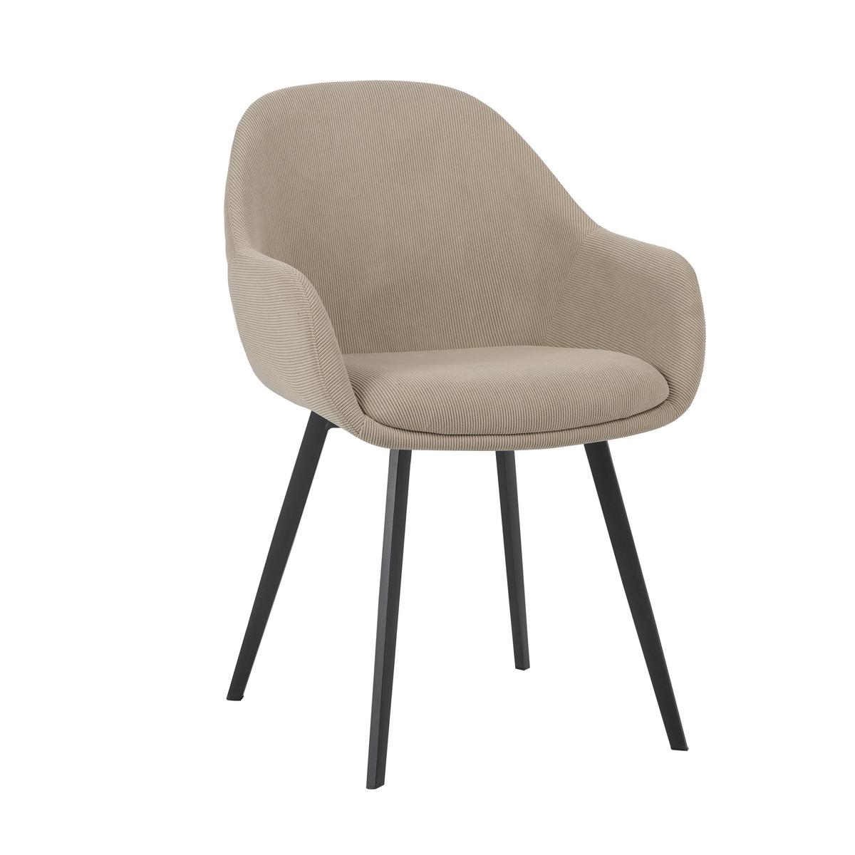 Armlehnstuhl-Set Cas Taupe B: 57cm - Taupe/Schwarz, MODERN, Textil/Metall (57/84/61cm) - Livetastic