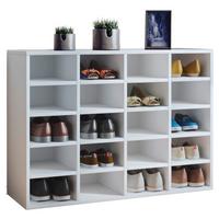 Schuhschrank Hinsol Weiß Dekor 16 Fächer B: 92 cm - Weiß, KONVENTIONELL, Holzwerkstoff (92/67/33cm) - MID.YOU