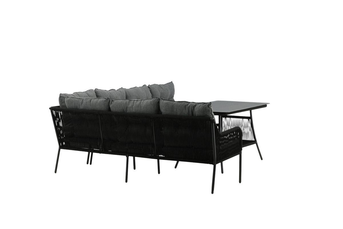 Loungegarnitur 2-tlg Berlin Metall/glas/dekor Mit Kissen - Schwarz, KONVENTIONELL, Metall (173/196cm) - Gardenson