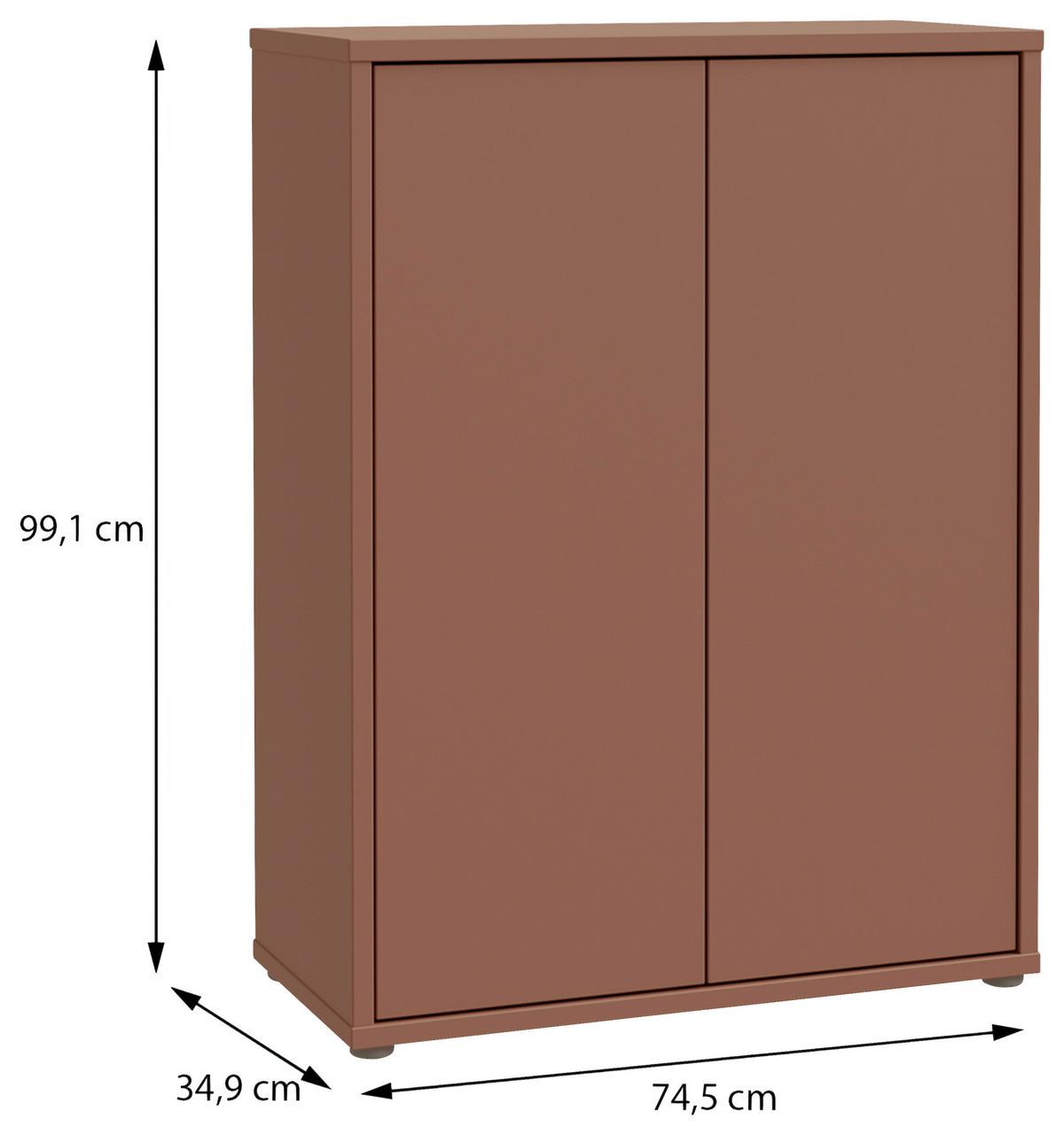 Skriňa na topánky ALICE terracotta - sivá/terakotová, Modern, kompozitné drevo/plast (74,5/99,1/34,9cm)