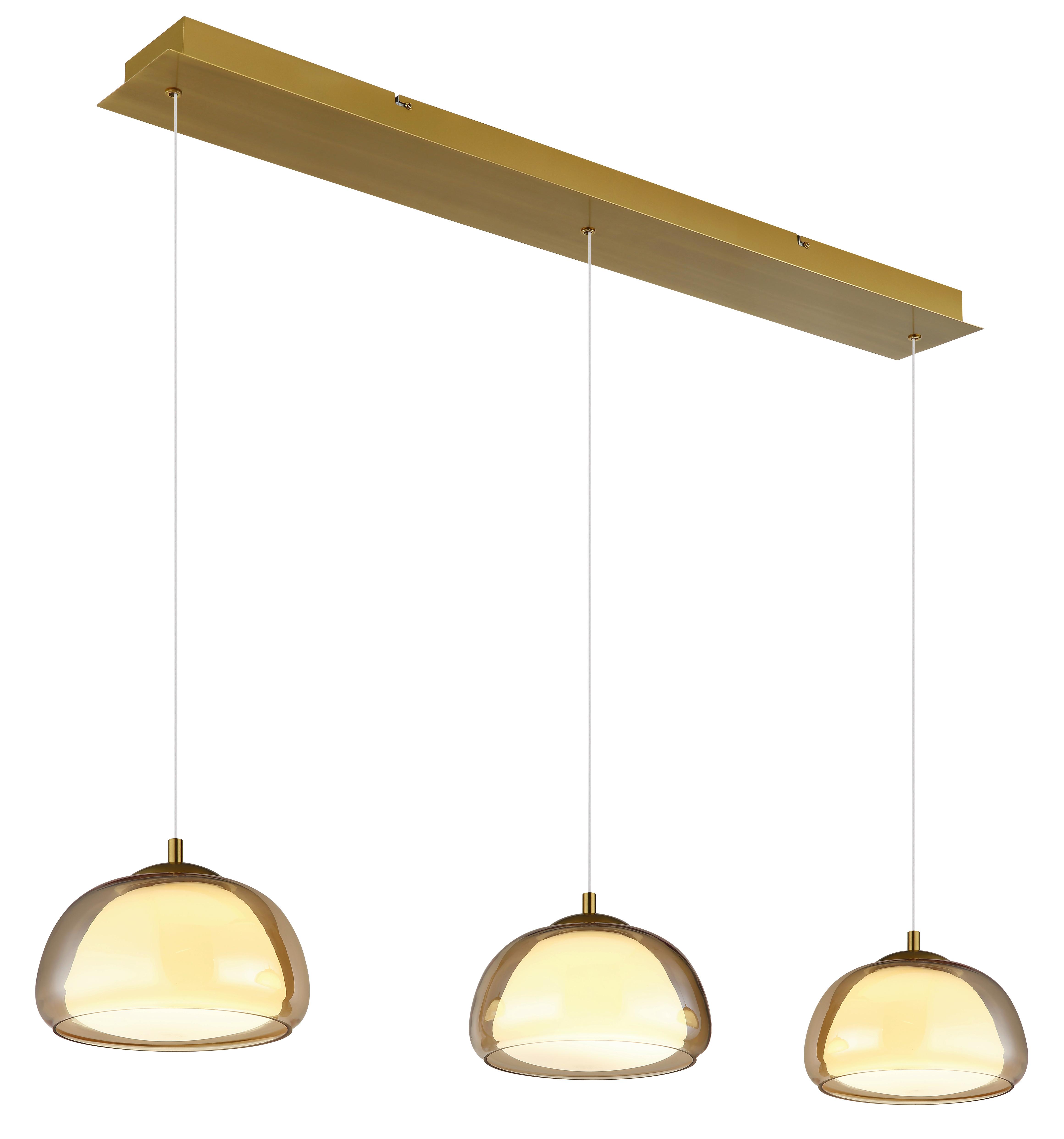Hängeleuchte Avila 230V ca. 117x25x150 cm - Transparent/Goldfarben, Design, Glas/Kunststoff (117/25/150cm) - Globo