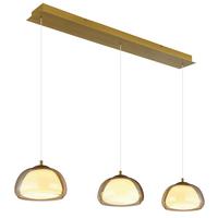 Hängeleuchte Avila 230V ca. 117x25x150 cm - Transparent/Goldfarben, Design, Glas/Kunststoff (117/25/150cm) - Globo