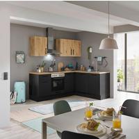 Eckküche Turin Schwarz/Eiche Dekor 220x175 cm - Schwarz/Eiche Artisan, Basics, Holzwerkstoff (220/175cm) - MID.YOU