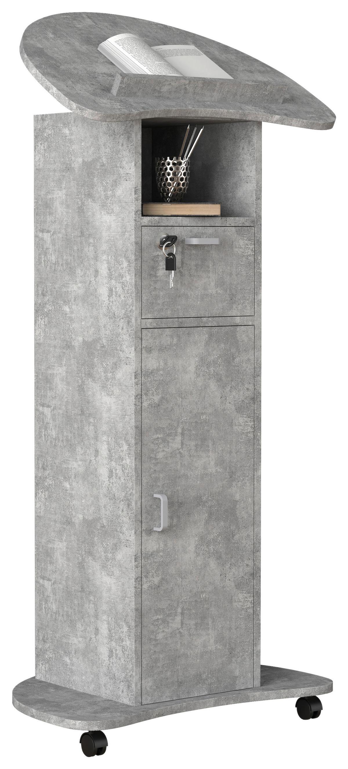 Stehpult Redola L B: 56 Cm Grau+ Stauraum - Grau, MODERN, Holzwerkstoff (56cm) - MID.YOU