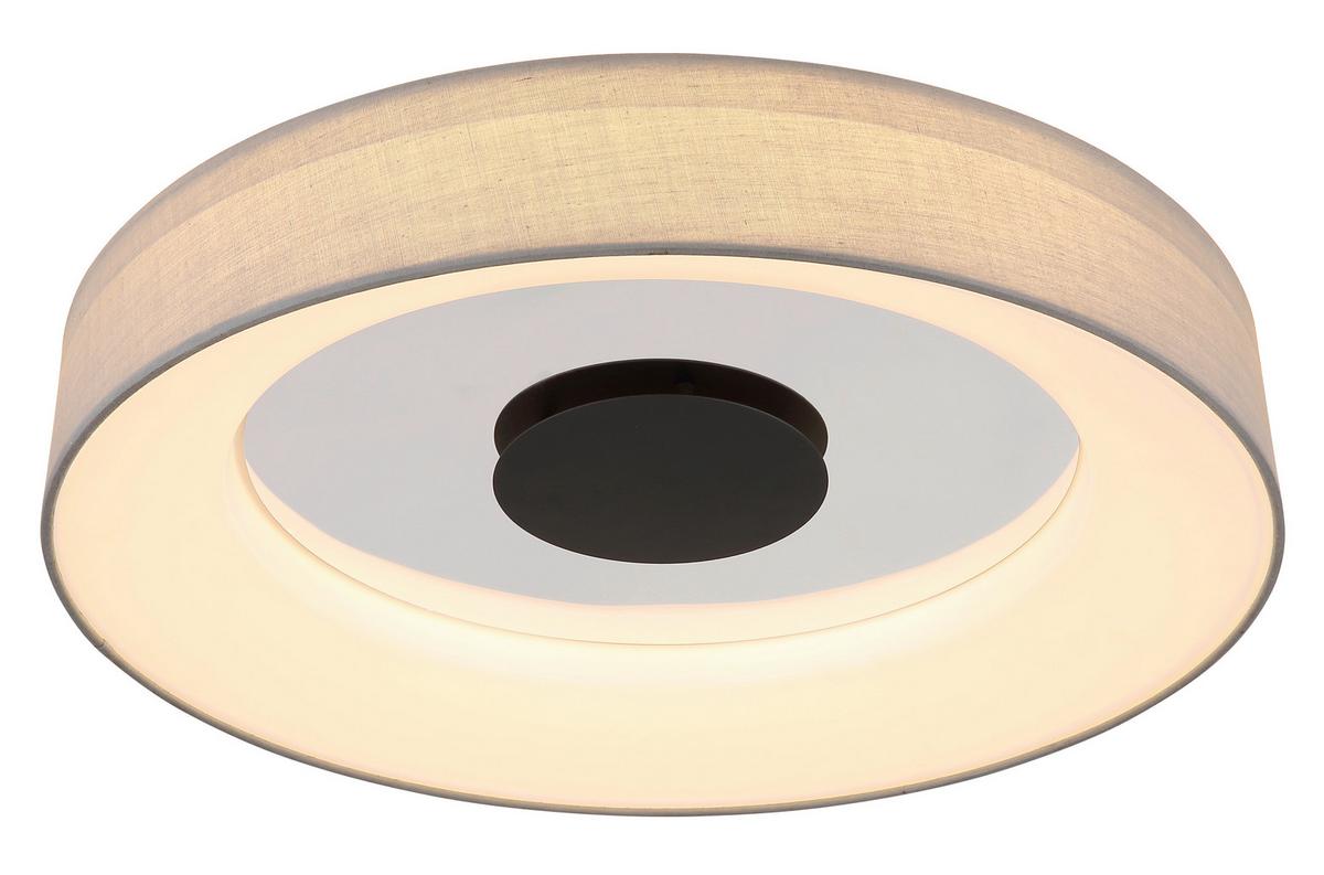 LED-Deckenleuchte 48372-30 - Chromfarben/Opal, Trend, Kunststoff/Textil (46,8/9,8cm) - Globo