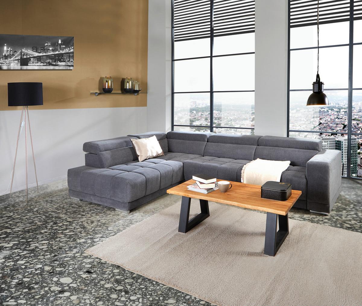 Ecksofa Mit Relaxfunktion Hogan La, Webstoff - Silberfarben/Grau, MODERN, Holz/Textil (212/299cm) - Livetastic