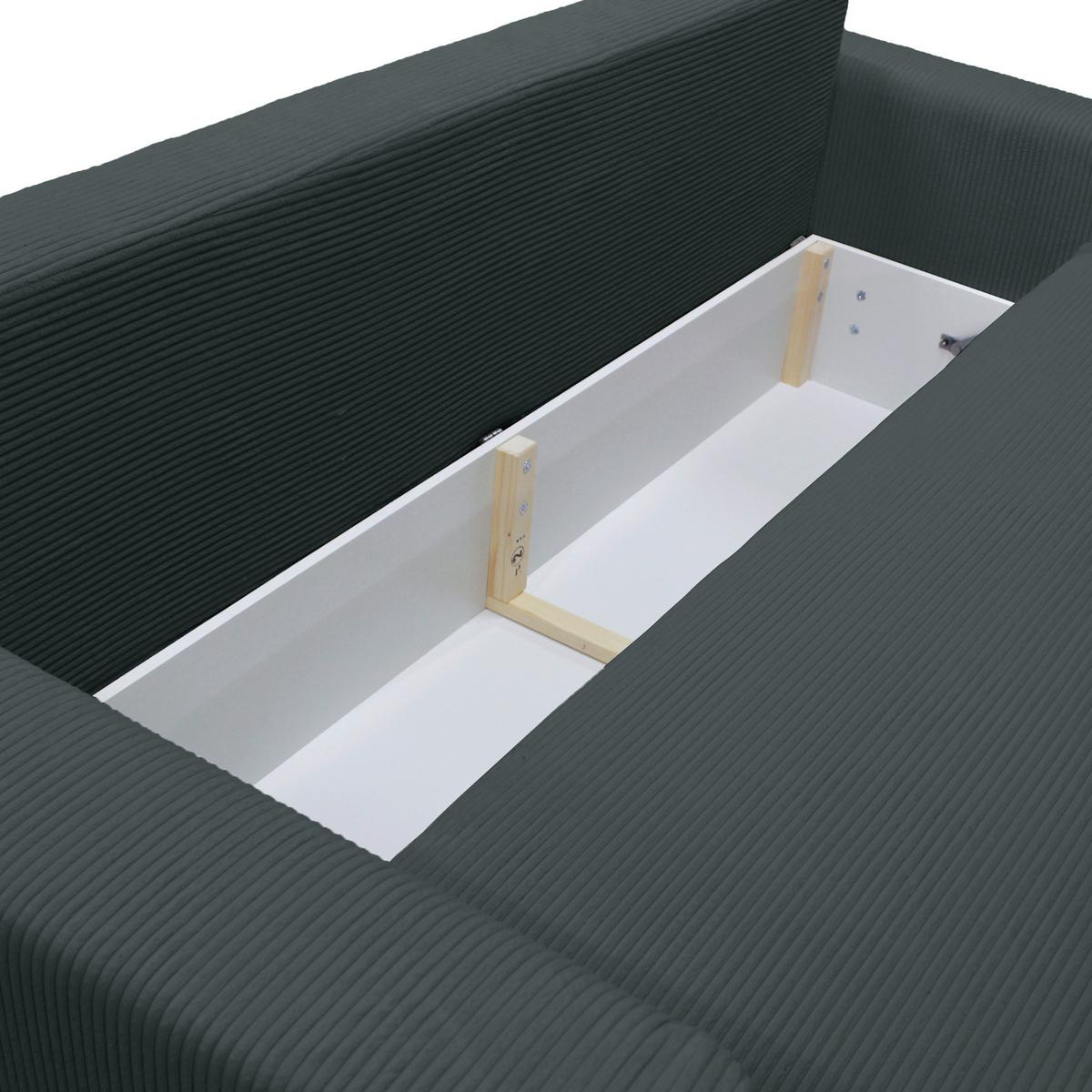 Schlafsofa Ralf Dunkelgrau B: 232 cm - Dunkelgrau/Silberfarben, Design, Textil (232/88/105cm) - MID.YOU