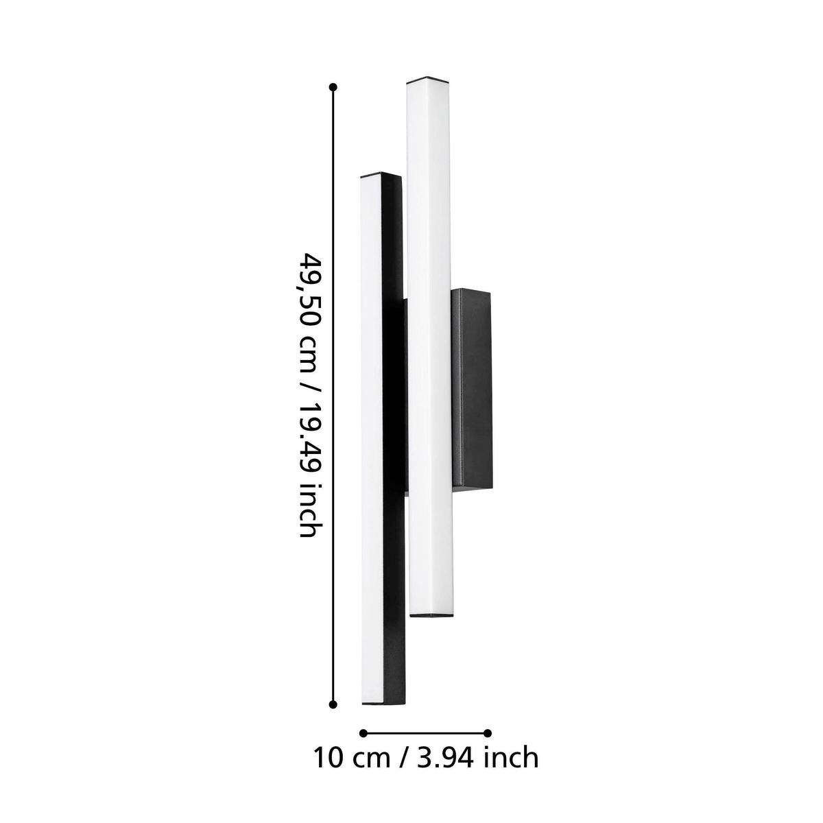 Außenwandleuchte Serricella 5W Metall Kunststoff, Wandmontage - Schwarz/Weiß, Design, Kunststoff/Metall (12/7,5/52,5cm) - Eglo