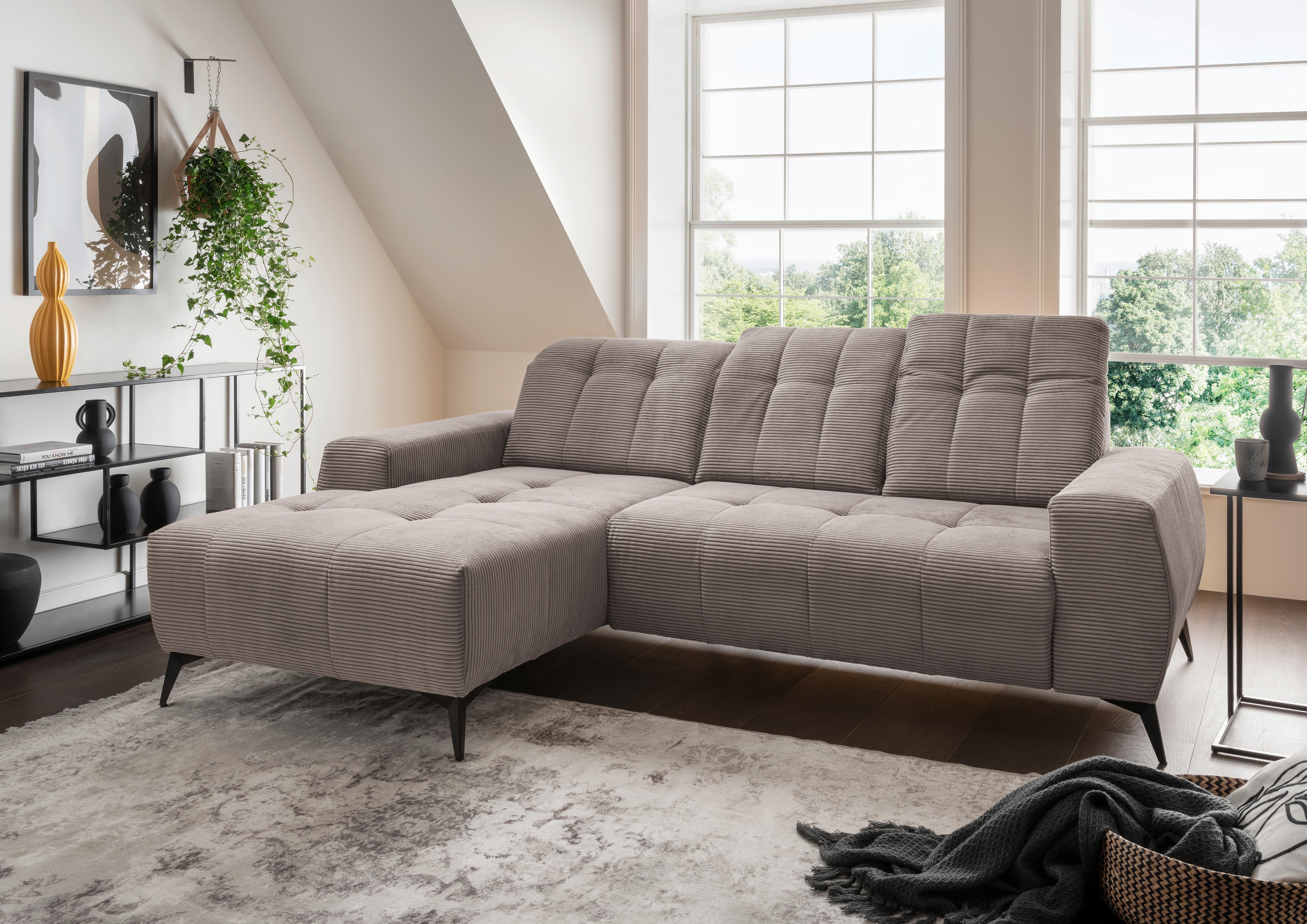 Ecksofa mit USB Anschluss Sano, Graubraun, S: 180x258 cm - Graubraun/Schwarz, MODERN, Textil (180/258cm) - Livetastic