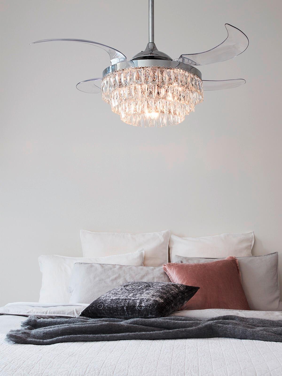 Deckenventilator Fanaway Chrom 4-Flügel, LED-Leuchte - Chromfarben/Transparent, Trend, Kunststoff/Metall (122/50cm) - P & B