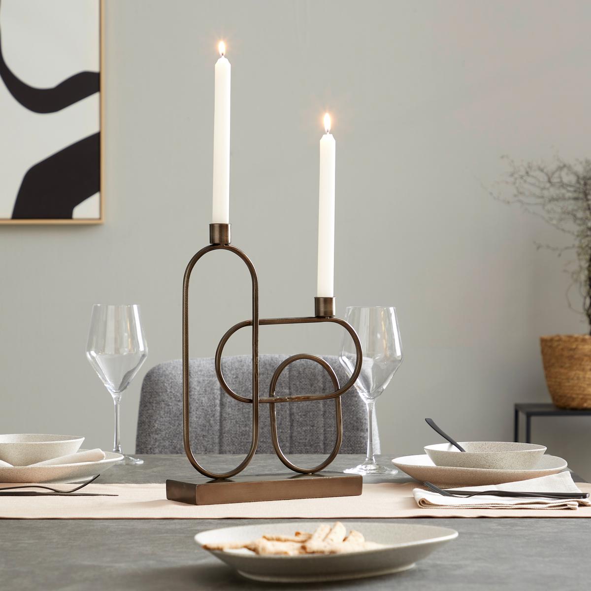 Kerzenständer Ralfo Metall Schwarz für 2 Stabkerzen - Schwarz, MODERN, Metall (27,5/8/36cm) - Luca Bessoni
