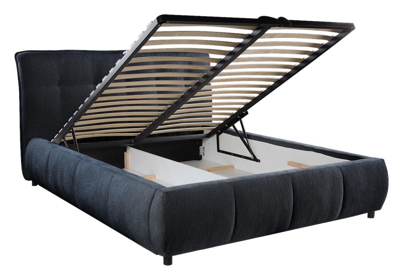 Polsterbett Limo Dunkelblau 180x200 cm - Schwarz/Dunkelblau, KONVENTIONELL, Holz/Holzwerkstoff (180/200cm) - James Wood