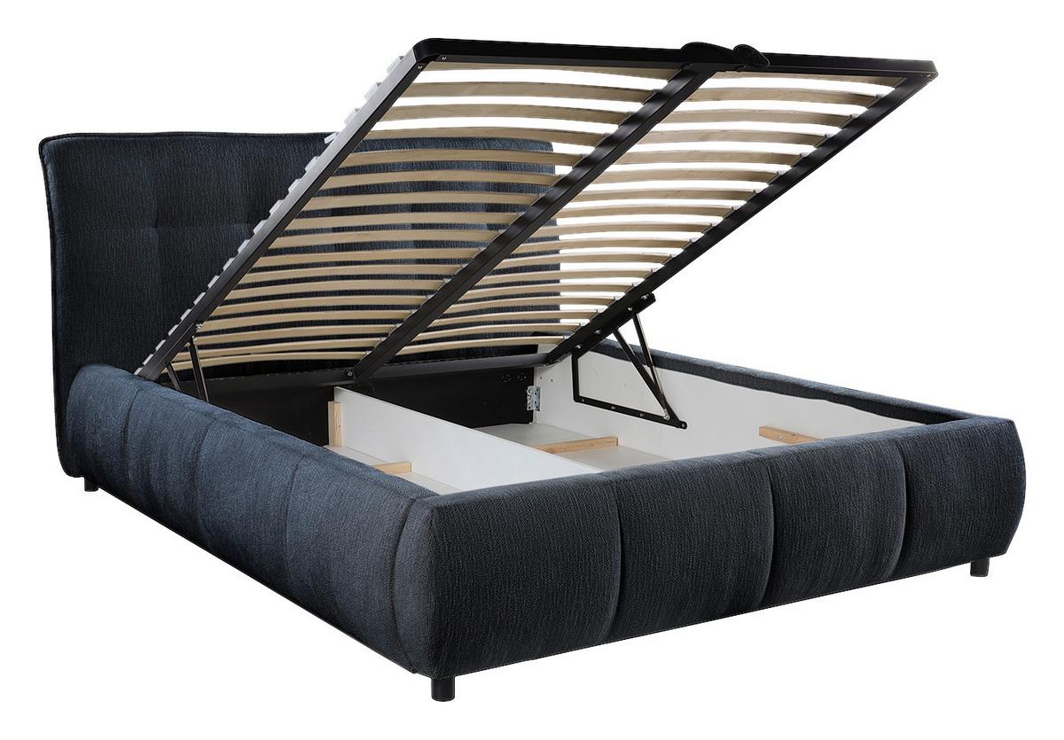 Polsterbett Limo Dunkelblau 180x200 cm - Schwarz/Dunkelblau, KONVENTIONELL, Holz/Holzwerkstoff (180/200cm) - James Wood