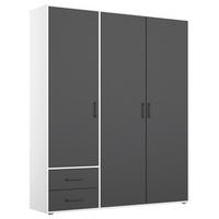 Drehtürenschrank Voyager Weiß,grau 140 cm - Weiß/Grau, MODERN, Holzwerkstoff (140/194/53cm) - Rauch Möbel