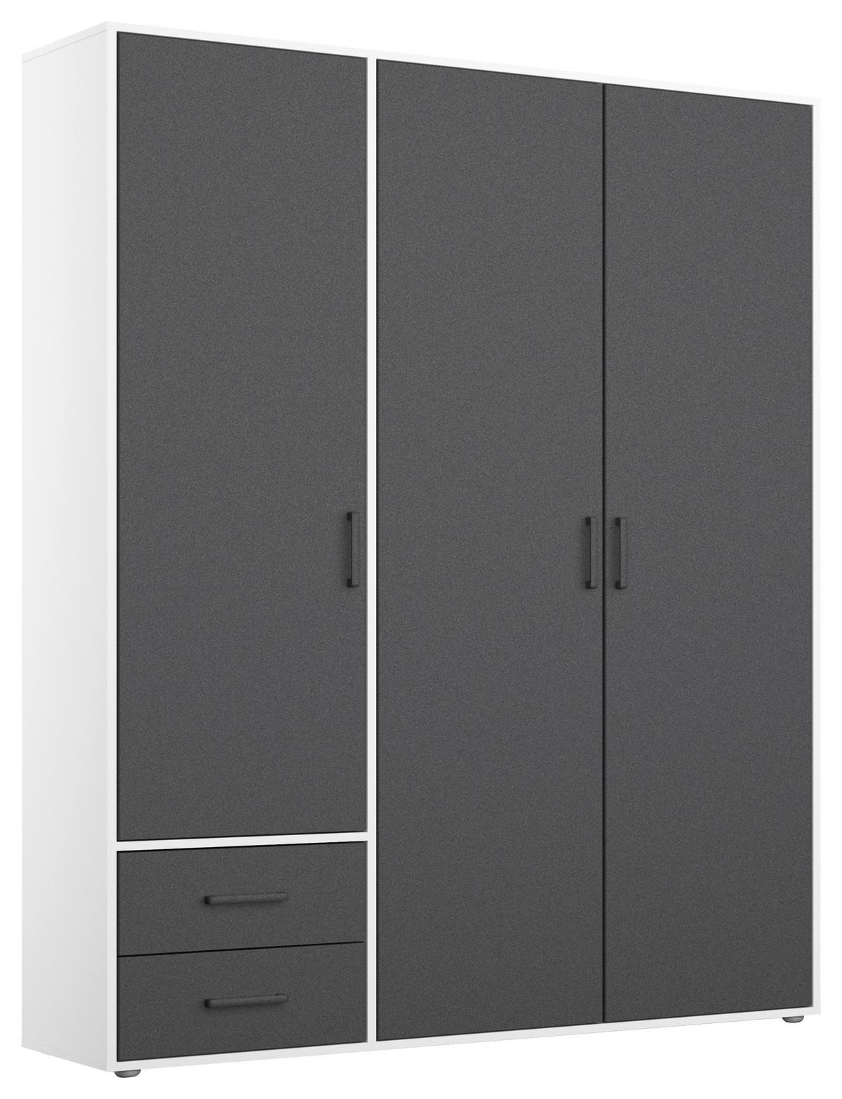 Drehtürenschrank Voyager Weiß,grau 140 cm - Weiß/Grau, MODERN, Holzwerkstoff (140/194/53cm) - Rauch Möbel