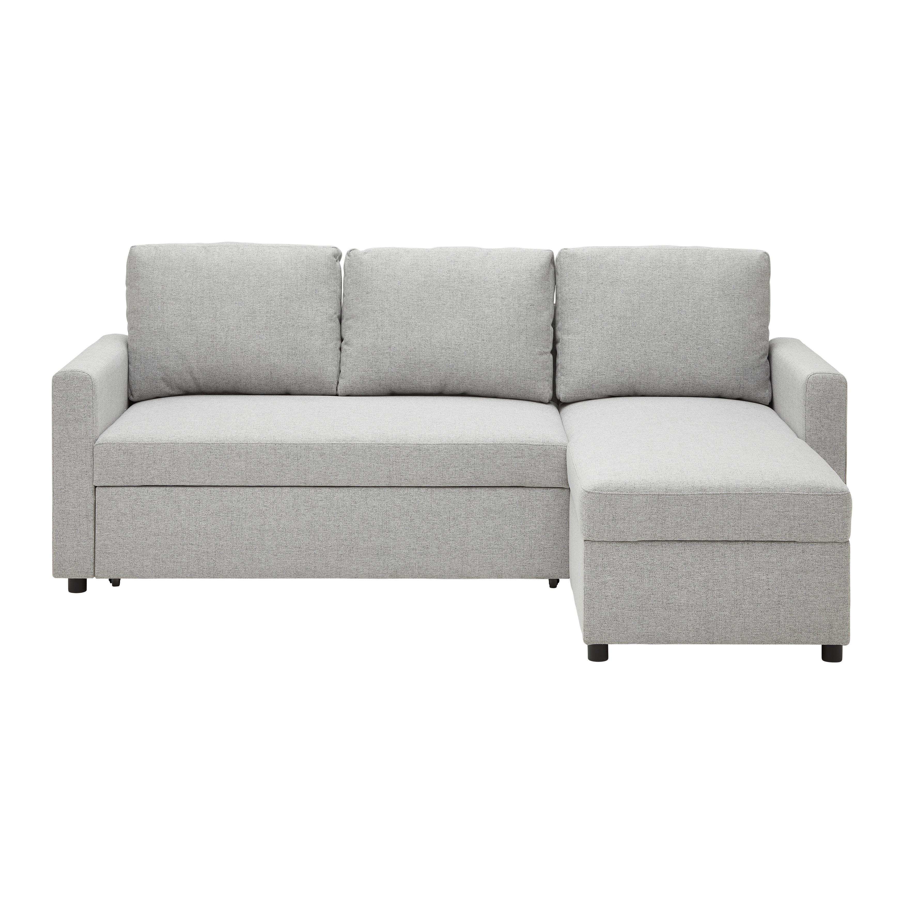 Rohová sedačka VICTORIA, oboustranná, světle šedá - šedá/černá, Moderní, kov/dřevo (215/82/145cm) - P & B
