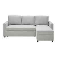 Rohová sedačka VICTORIA, oboustranná, světle šedá - šedá/černá, Moderní, kov/dřevo (215/82/145cm) - P & B