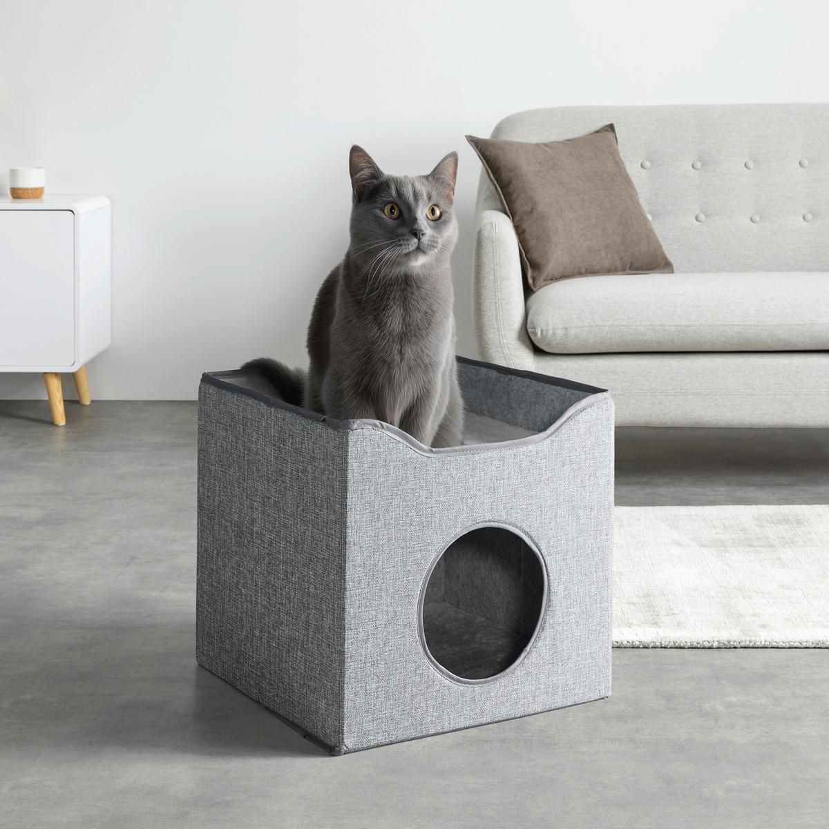 Pohovka pro kočku MEOW MEOW - šedá, Konvenční, kompozitní dřevo/textil (40/40/37cm) - Mömax
