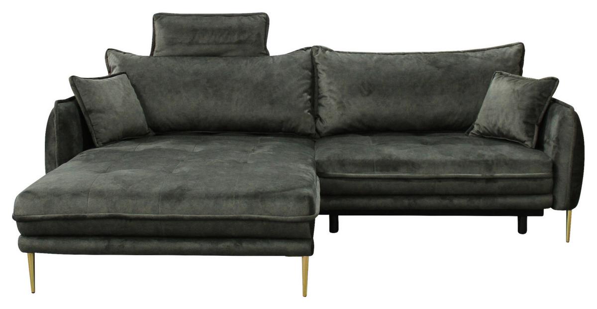Ecksofa Whisper Grün S: 196x264 cm - Goldfarben/Grün, Design, Textil (196/264cm) - MID.YOU