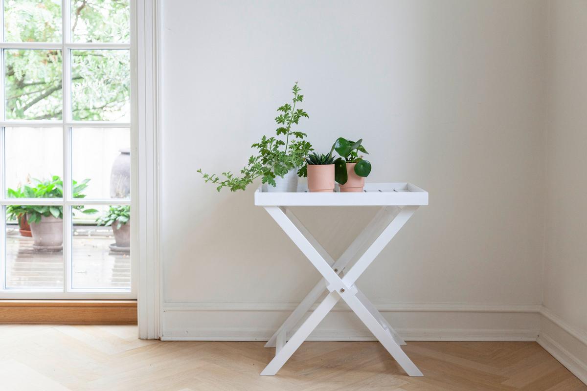 Gartentisch Klappbar Tray Table Mahagoniholz L 60cm - Weiß Hochglanz, KONVENTIONELL, Holz (60/40/65cm) - MID.YOU