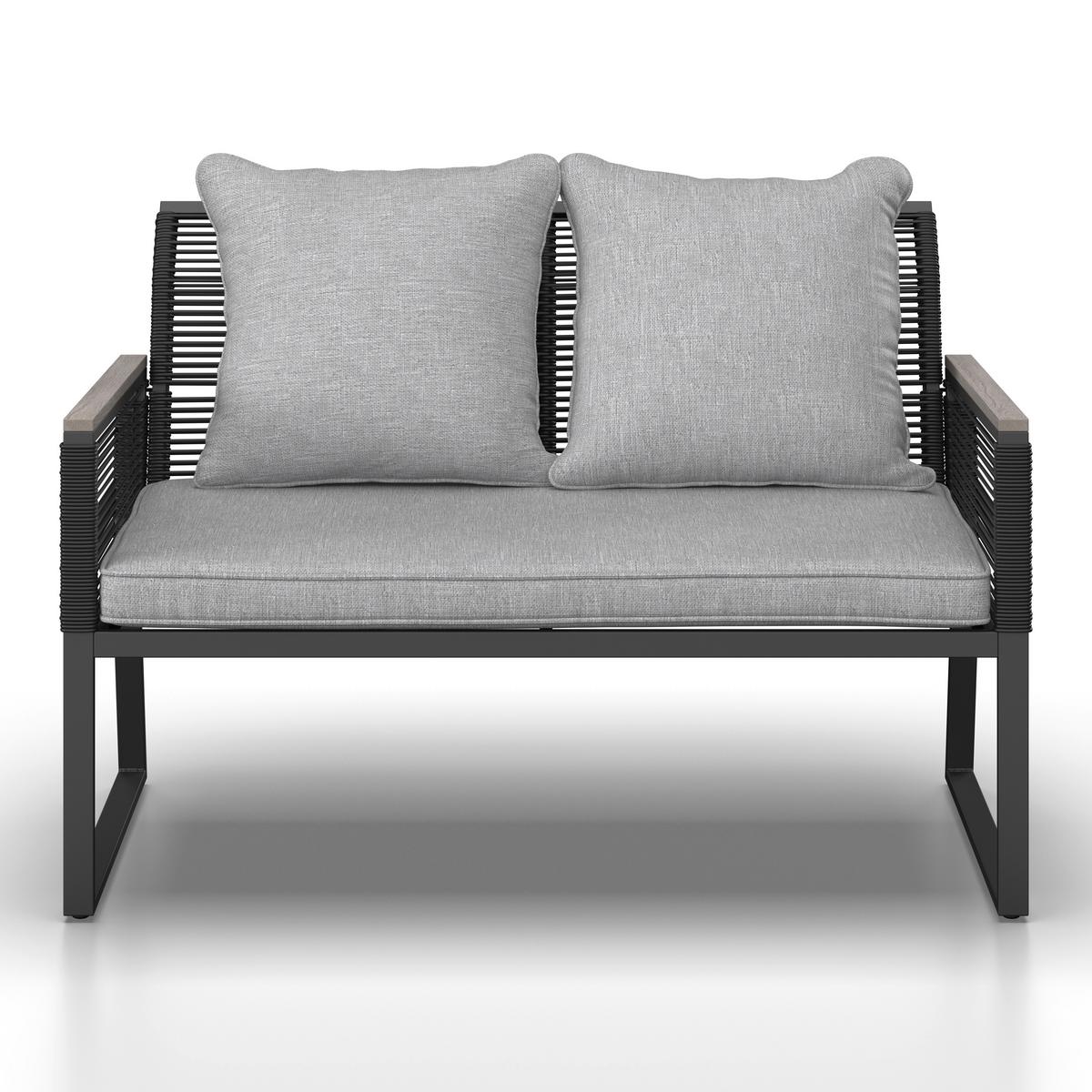 TERASOVÁ SEDACIA SÚPRAVA PAULINA - čierna/svetlosivá, Modern, kov/textil (106/74/70,5cm) - Bessagi Garden