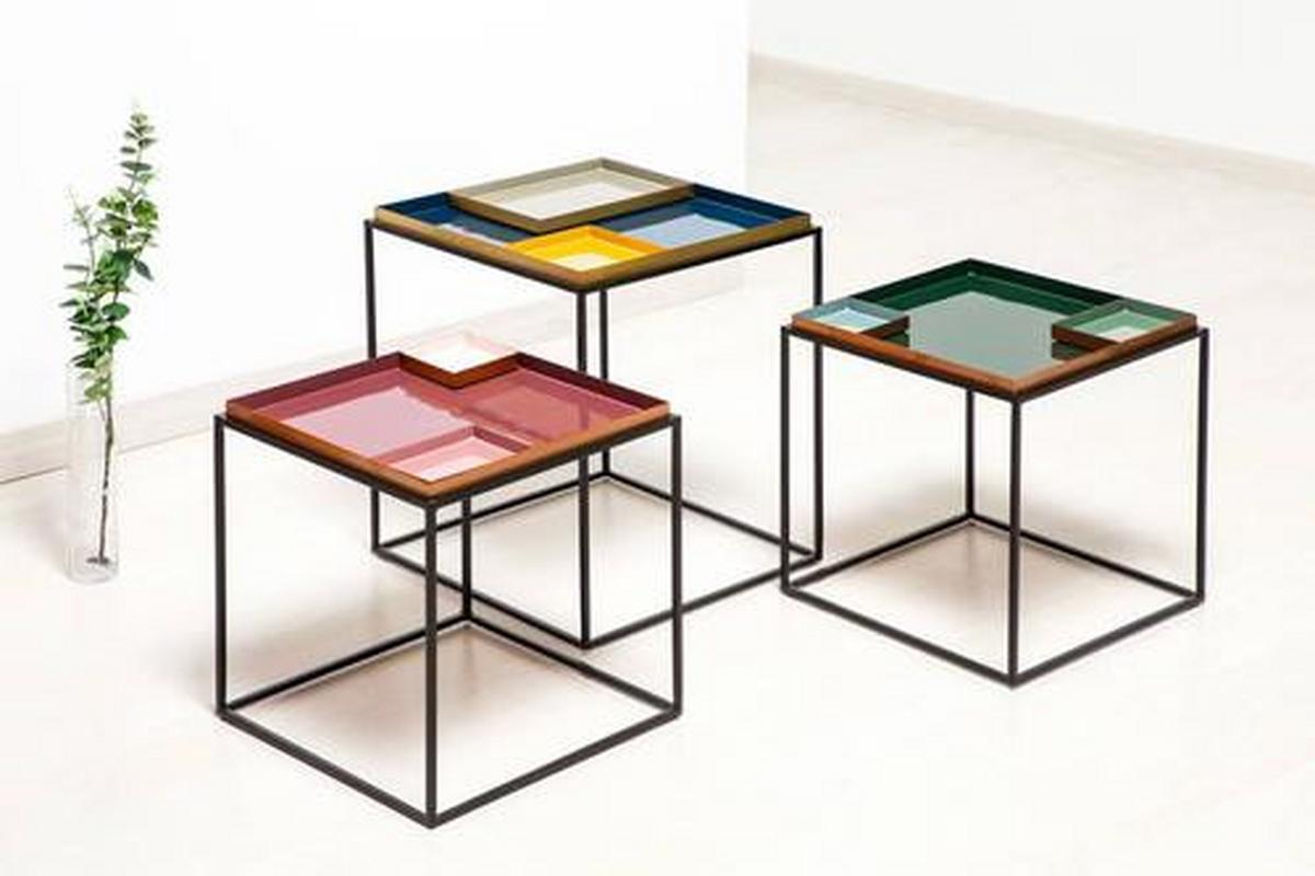 Beistelltisch Rosa/Pink/Violett - Pink/Violett, Basics, Metall (40/40/40cm) - Kayoom