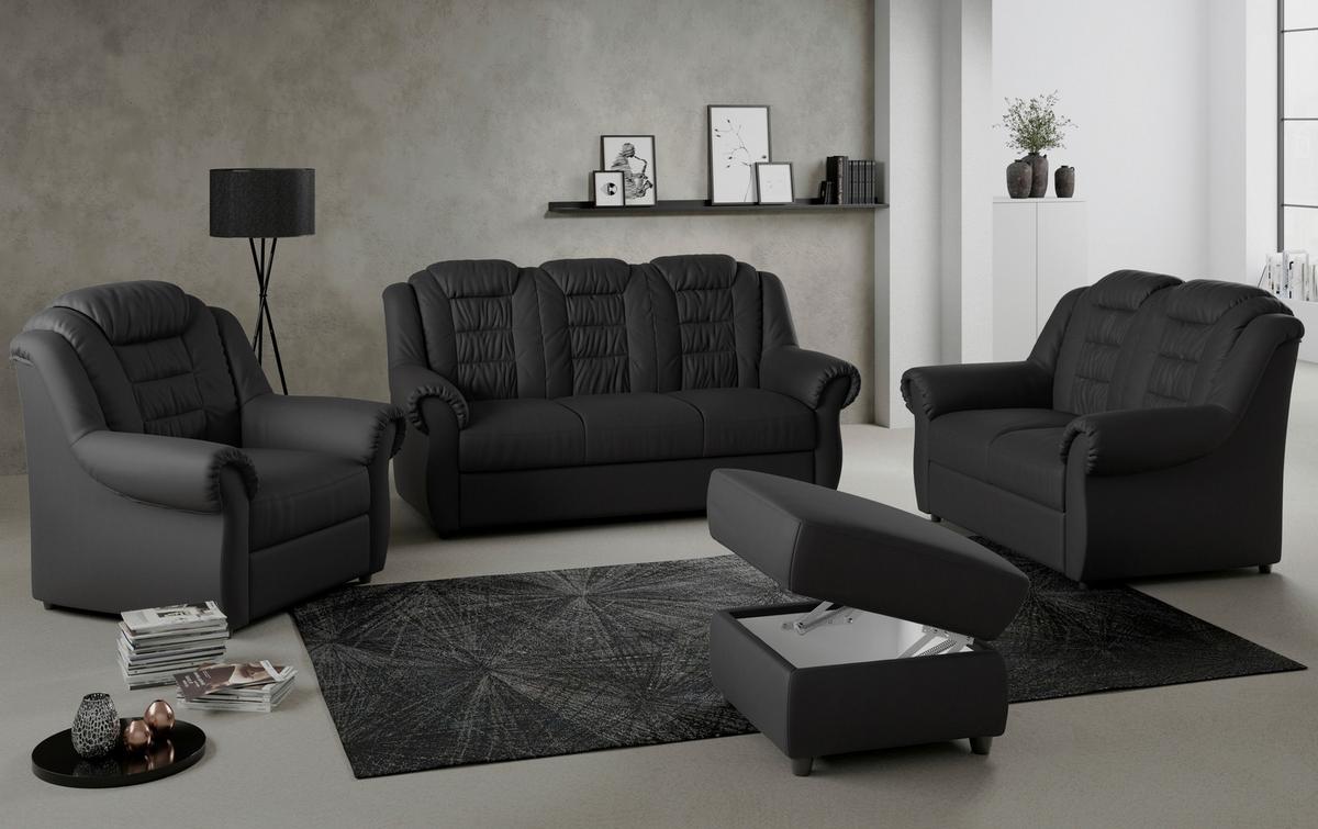Polstersessel Boston Schwarz Lederlook - Schwarz, KONVENTIONELL, Textil (104/102/101cm) - Livetastic