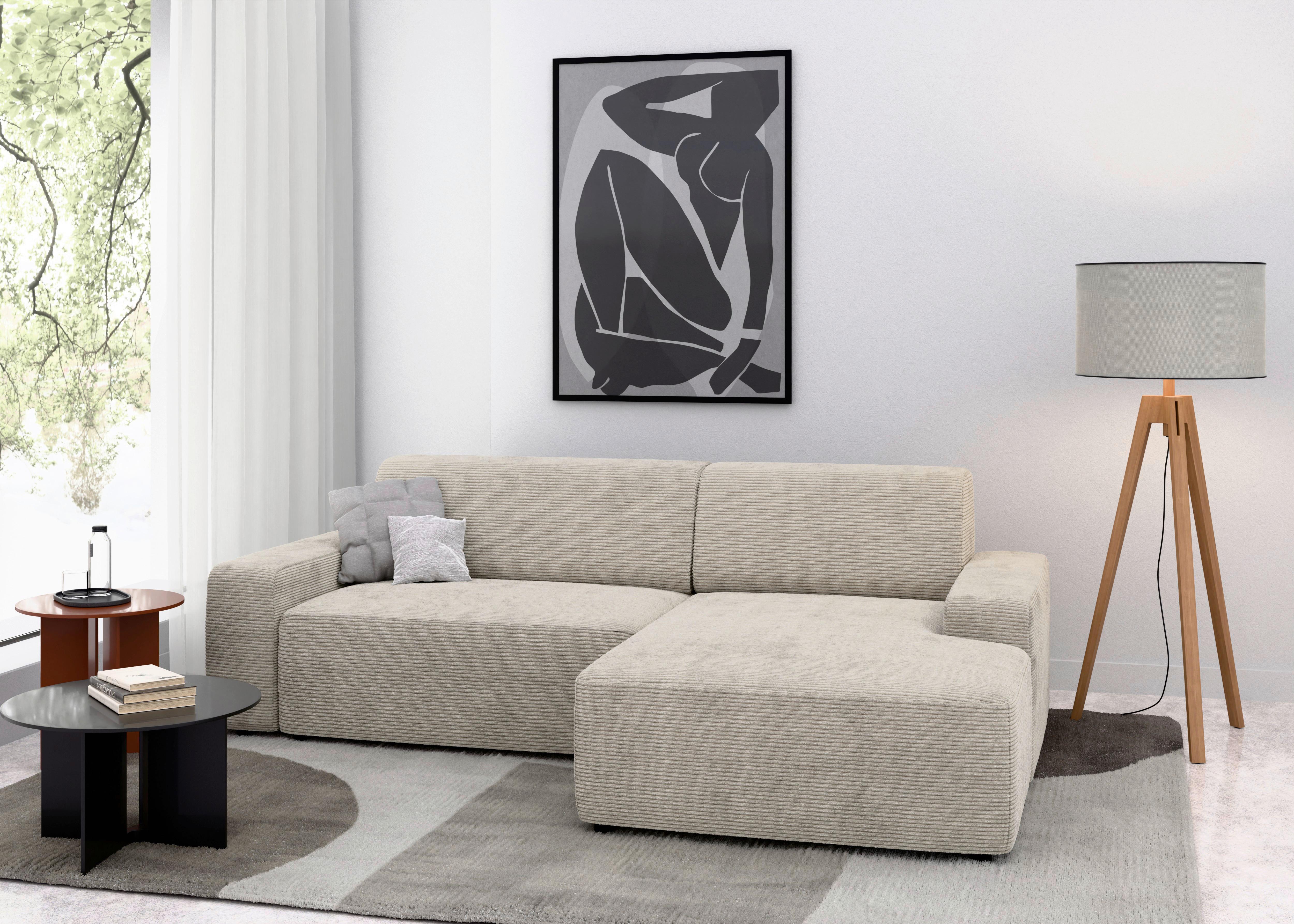 Ecksofa Wien, Creme S: 246x162 cm - Creme/Schwarz, MODERN, Textil (246/162cm) - Trendmanufaktur