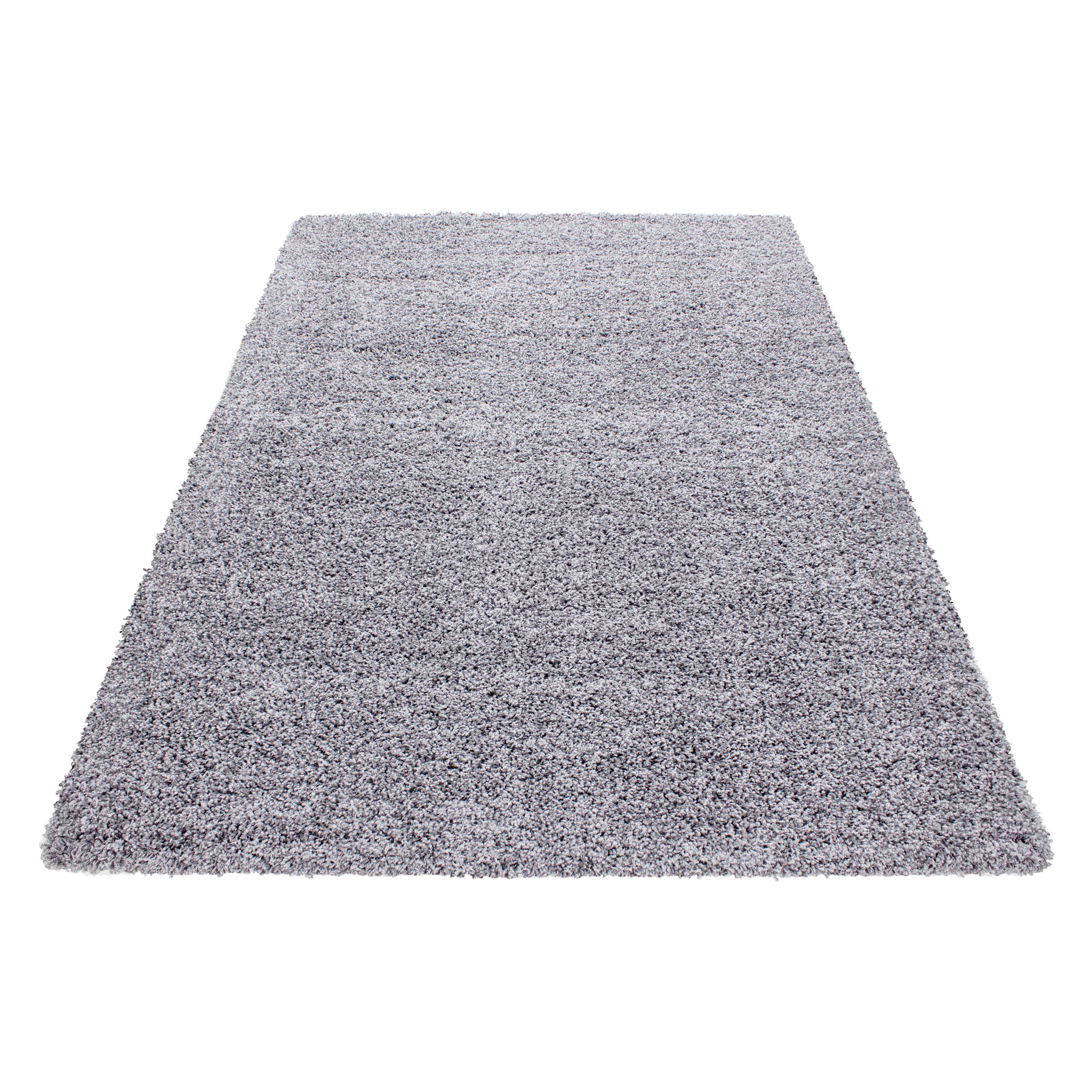 Hochflor Teppich Hellgrau Life 80x250 cm