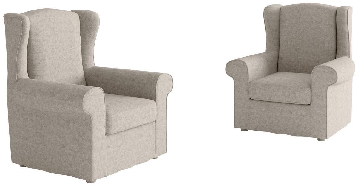 Ohrensessel Madonna Creme B: 88 Cm - Edelstahlfarben/Creme, Design, Textil (88/105/90cm) - Livetastic