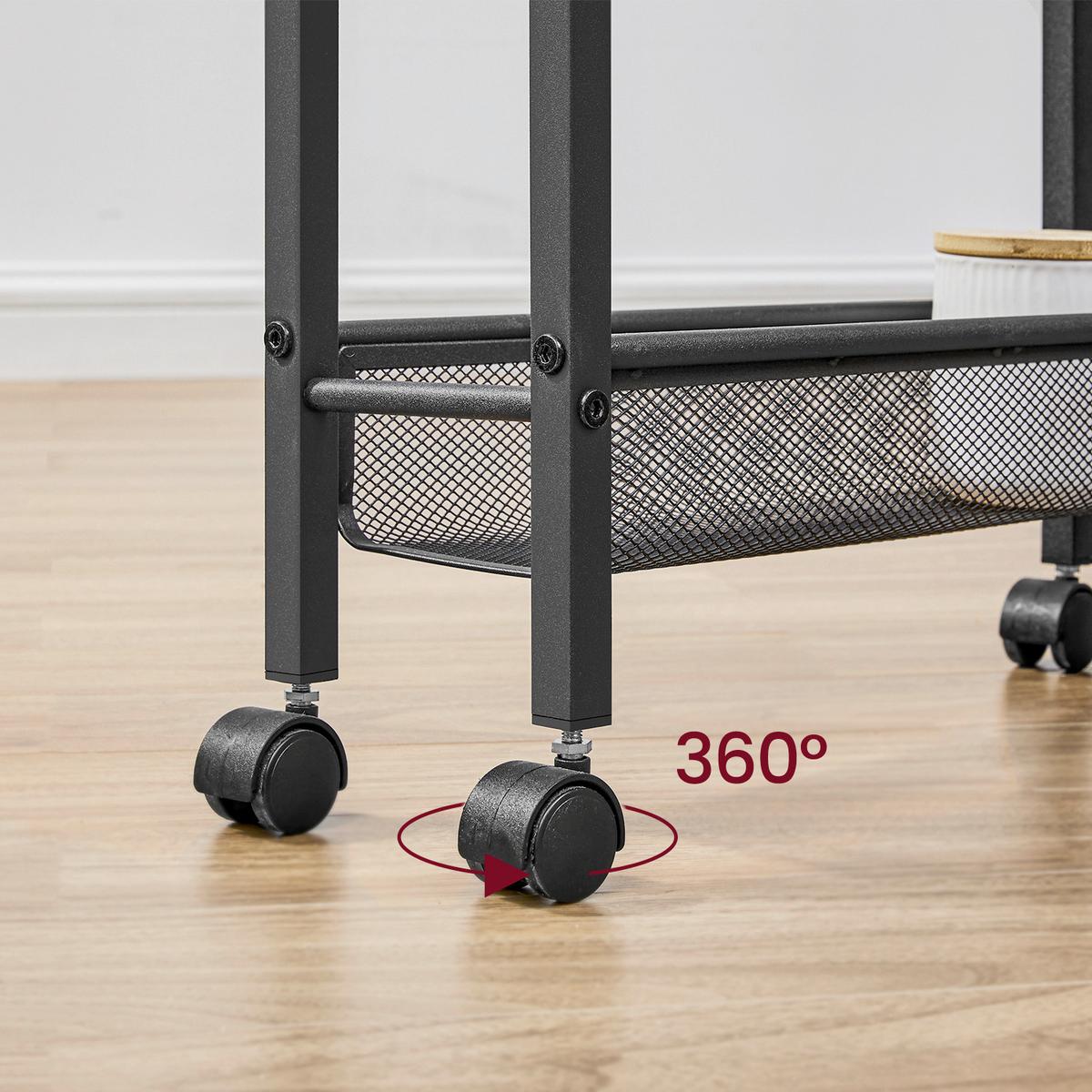 Servierwagen Rolling Cart - Schwarz/Braun, MODERN, Holzwerkstoff/Metall (45,4/13/99,6cm) - MID.YOU