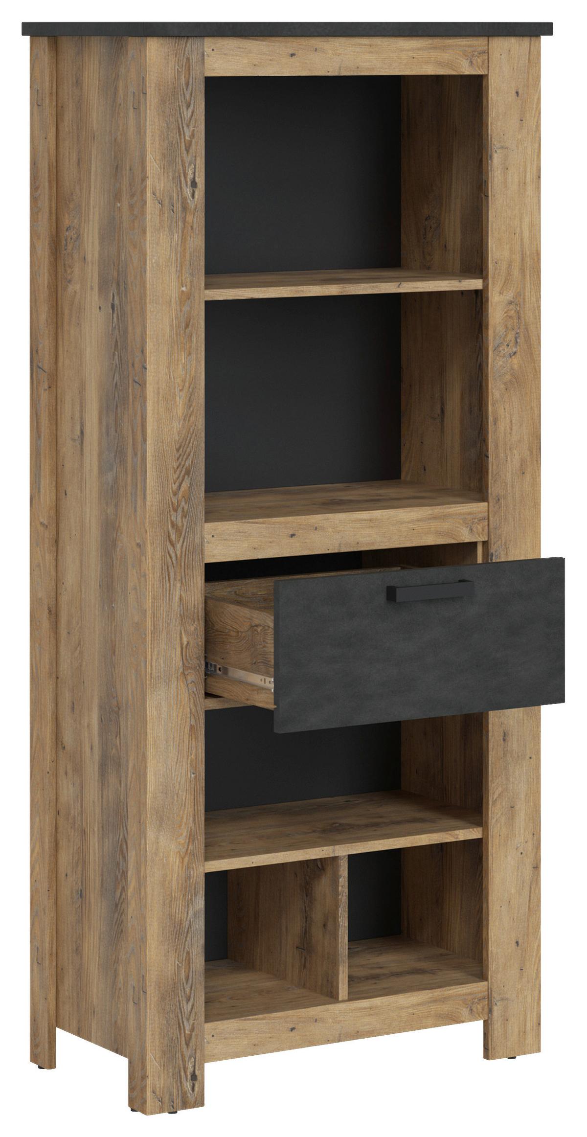 Regal Rapallo Kastanie B: 74 cm - Kastanienfarben/Schwarz, MODERN, Holzwerkstoff (74/162,3/38,5cm)