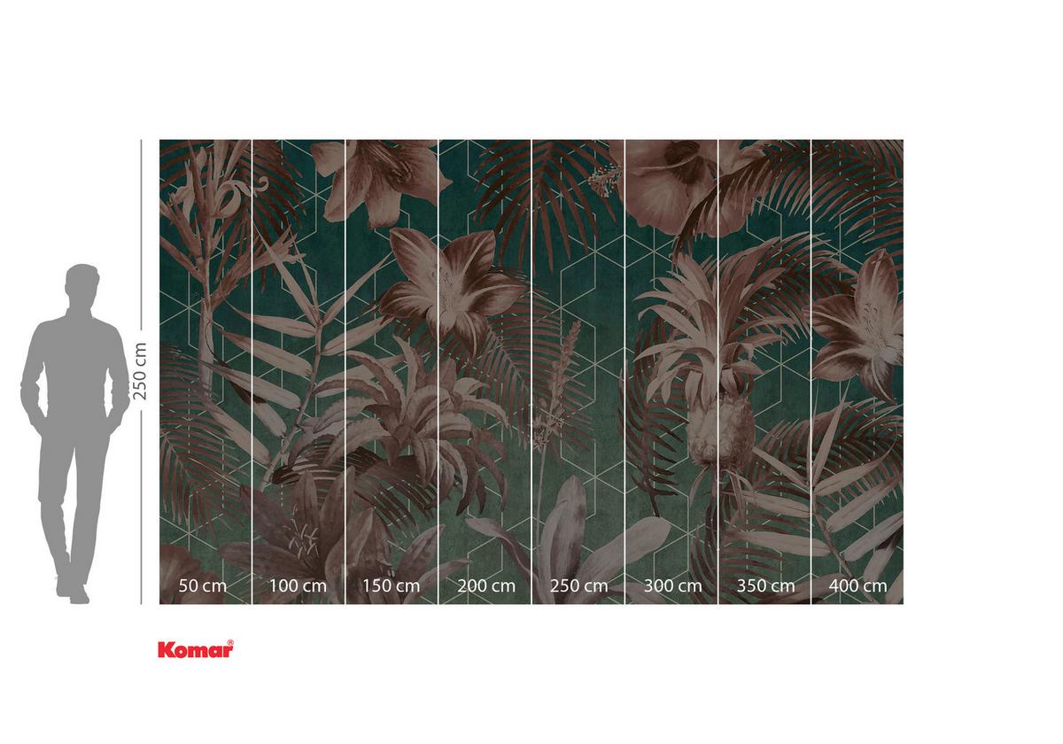 Vliestapete Toujours - Rosa/Grün, Basics (400/250cm) - Komar