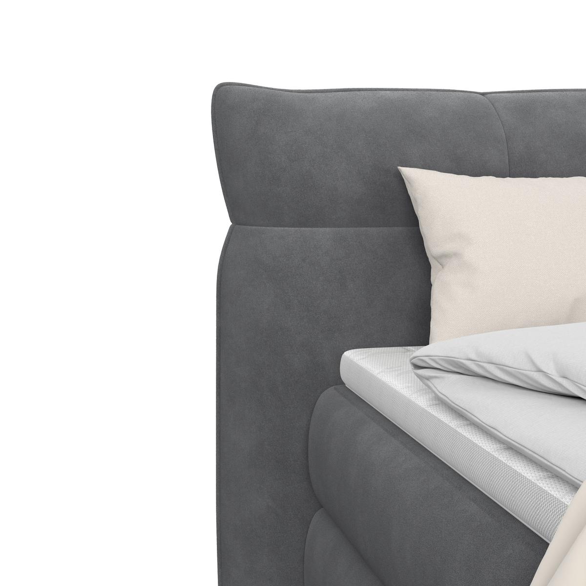 Boxspringbett Carmelo Anthrazit 160x200 cm H4 - Anthrazit/Schwarz, Trend, Textil (160/200cm)