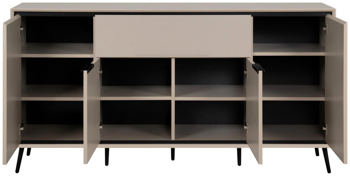 Sideboard Arona - Sandfarben/Schwarz, KONVENTIONELL, Holzwerkstoff (175/90/38cm) - Livetastic