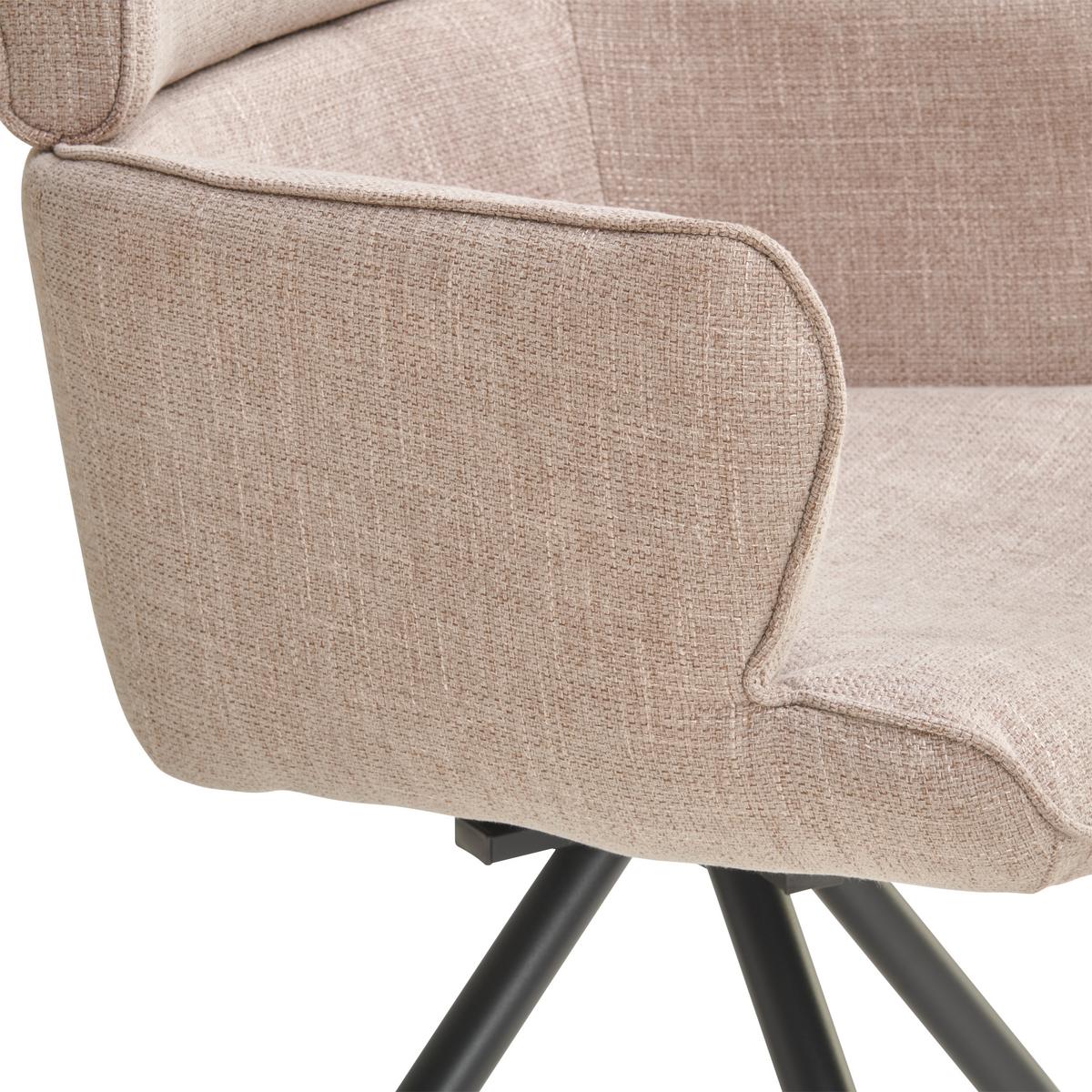 Armlehnstuhl Elis Webstoff Taupe, B: 62 cm - Taupe/Schwarz, KONVENTIONELL, Textil/Metall (62/89/62cm) - Livetastic