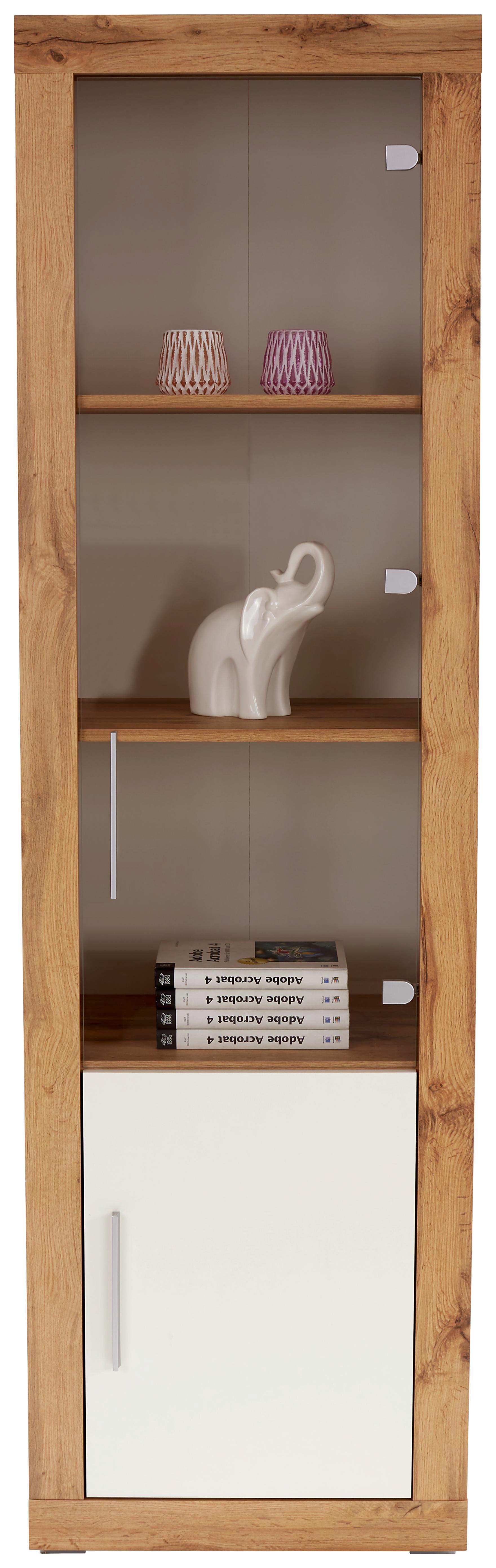 Vitrin Frame - Tölgyfa/Fehér, konvencionális, Faalapú anyag/Üveg (56/200/42cm)