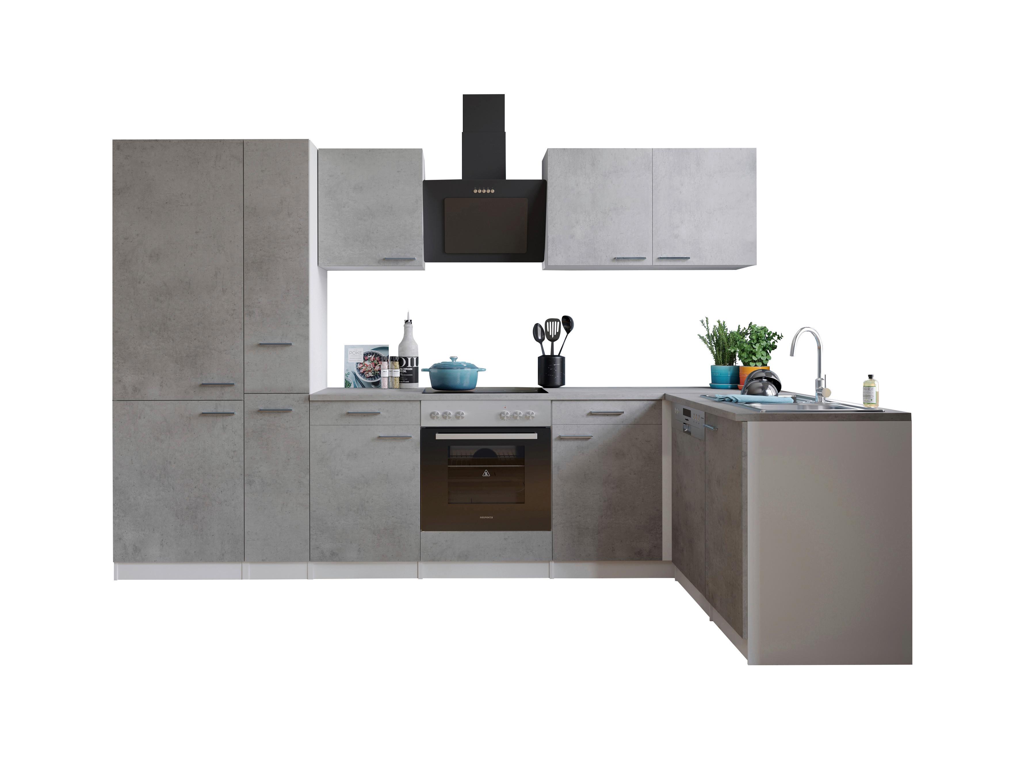 Eckküche Malia 310x172 cm Grau, mit Geräte - Weiß/Grau, Basics, Holzwerkstoff (310/172cm) - Respekta