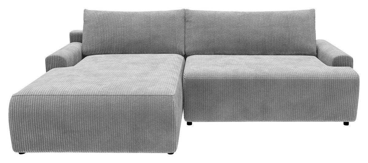 Eckschlafsofa Prag, Grau S: 167x253 cm - Schwarz/Grau, MODERN, Textil (167/253cm) - Trendmanufaktur