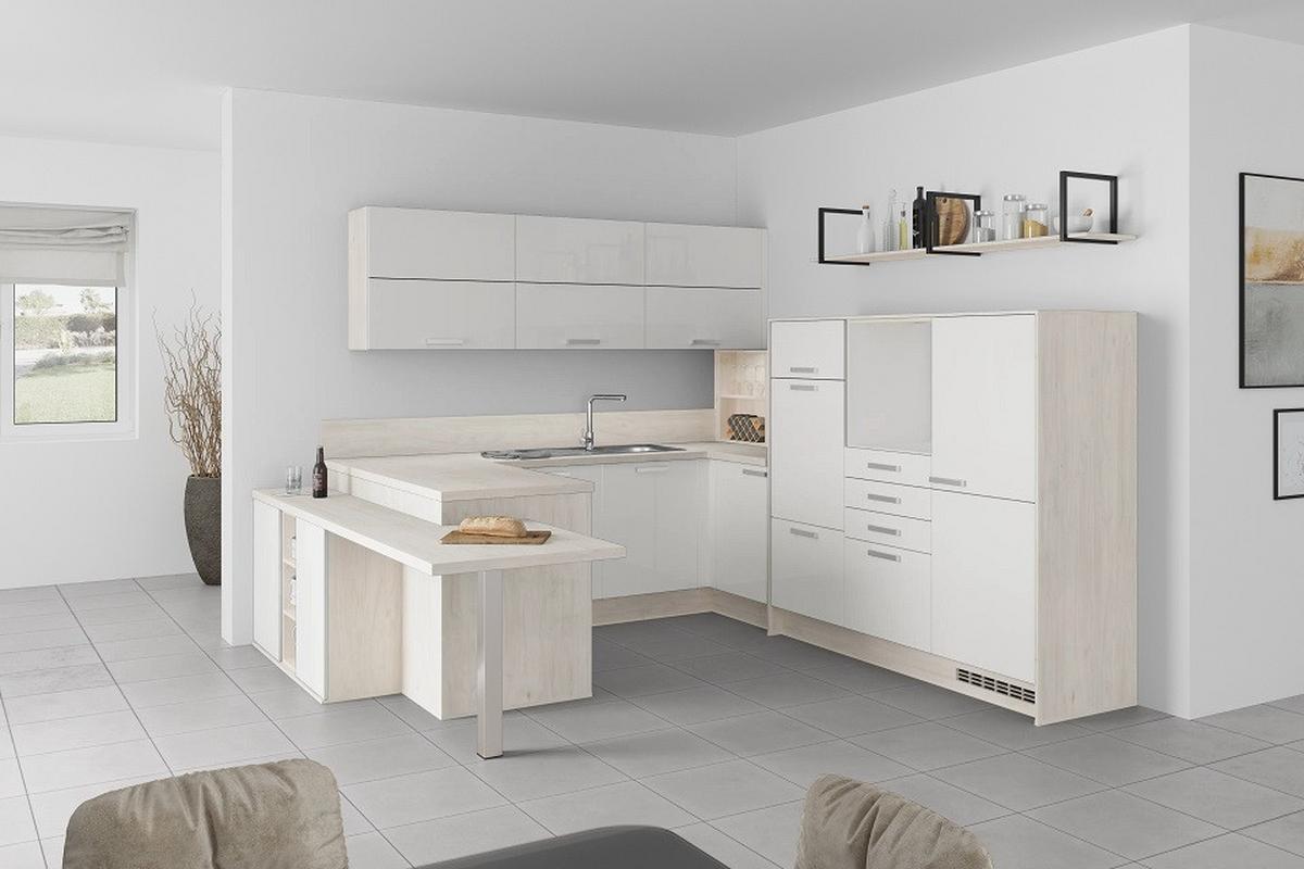 U-küche Lp4050 Weiß 255x294x298 Cm Mit Griffen - MODERN, Holzwerkstoff (255/294/298cm) - Impuls