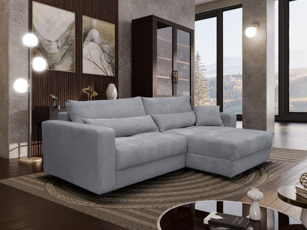 Rohová sedačka ALEX, obojstranná, sivý menčester - čierna/sivá, Modern, textil (265/170cm)