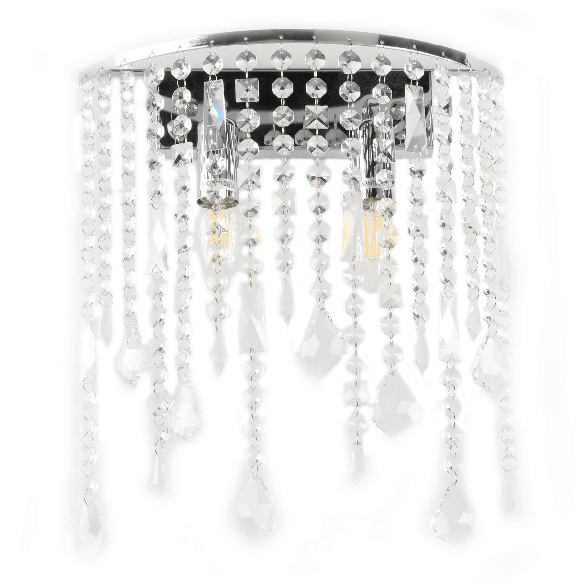 Wandleuchte Chromfarben D: 38 Cm 6w - Chromfarben, KONVENTIONELL, Glas/Metall (38/20cm)