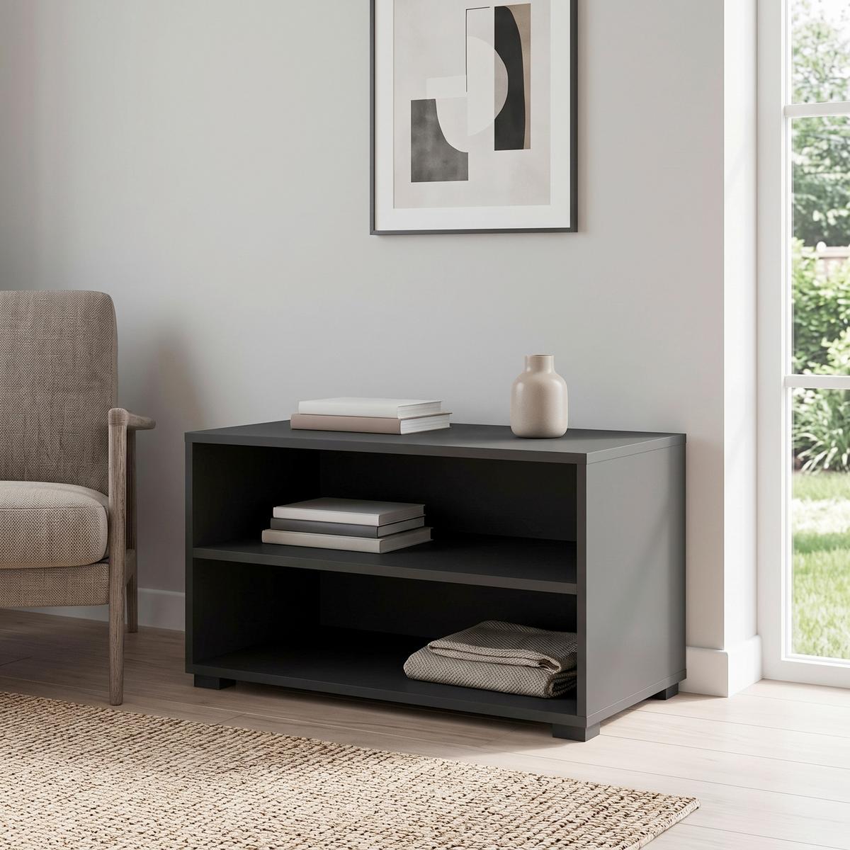 Regal Unit -Elements Mini B: 91,2 cm Anthrazit - Anthrazit/Schwarz, MODERN, Holzwerkstoff (91,2/44,8/40cm) - Ondega