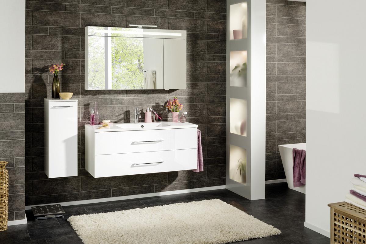 Waschbecken Mit Unterschrank Clever B: 120 Cm Weiß - Weiß, MODERN, Holzwerkstoff/Kunststoff (120cm) - MID.YOU