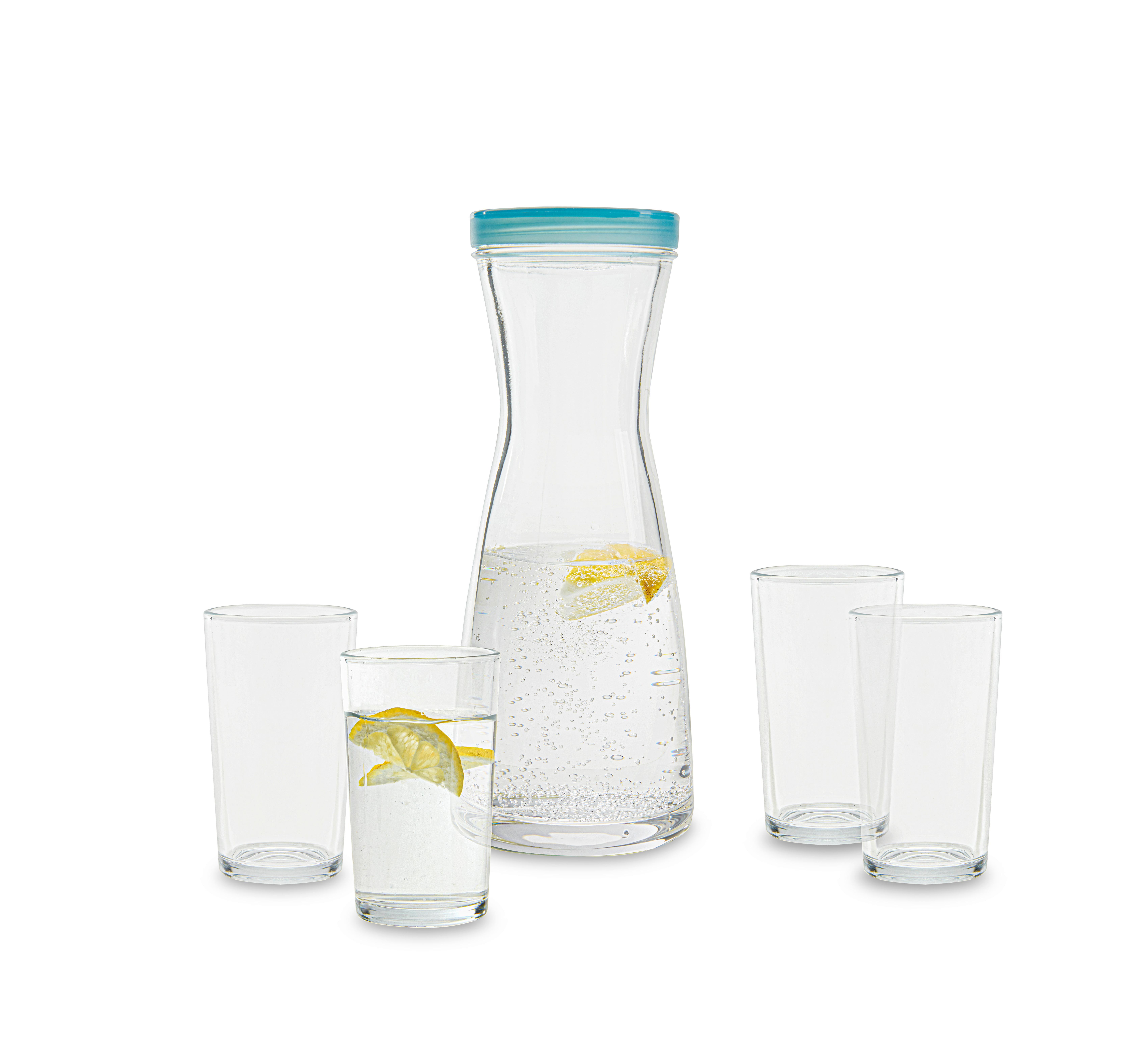 Trinkgläser mit Glaskaraffe Karaffenset Wasserkrug mit Gläser 7 tlg 