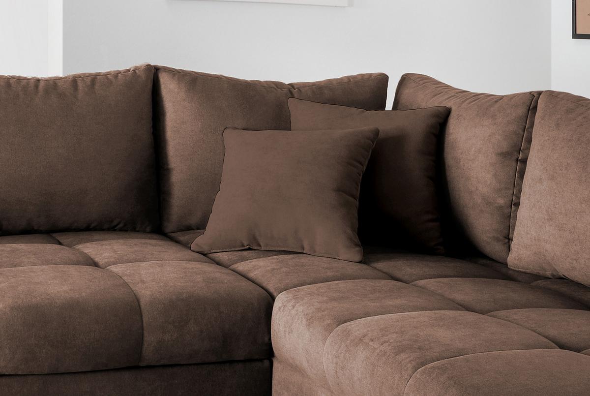 Eckschlafsofa Alvito Braun S: 298/202 cm - Silberfarben/Braun, Design, Textil (298/202cm) - MID.YOU