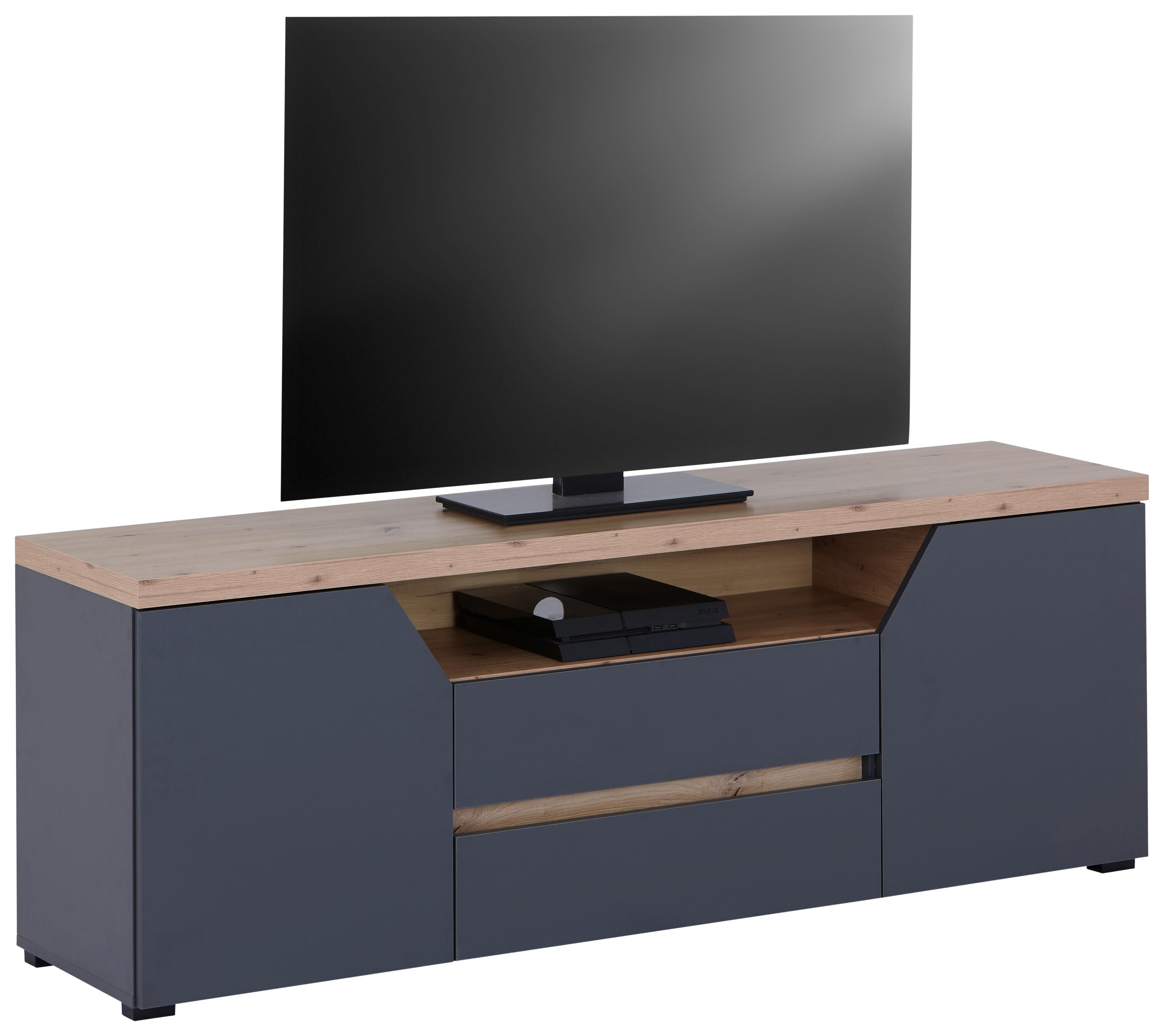Stolek na elektroniku PEPE - bílá/černá, Moderní, kompozitní dřevo/plast (160/58,4/40cm)