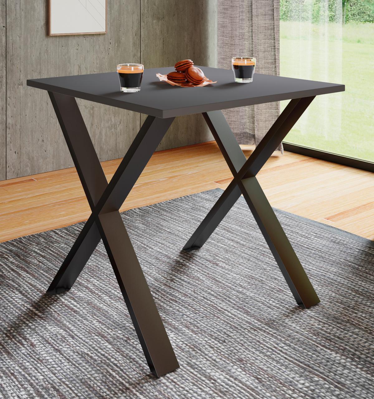Schreibtisch Lona Anthrazit, Schwarz B: 80 cm - Anthrazit/Silberfarben, Design, Holzwerkstoff/Metall (80/80/76cm) - MID.YOU